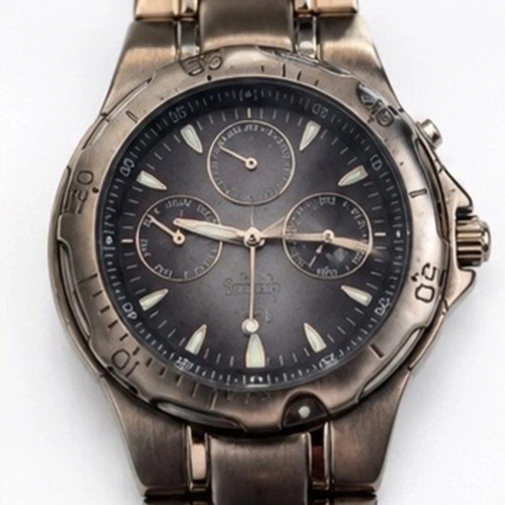 Armitron Mens Multi-Function Gunmetal Watch Japanese Quartz Water Resistant